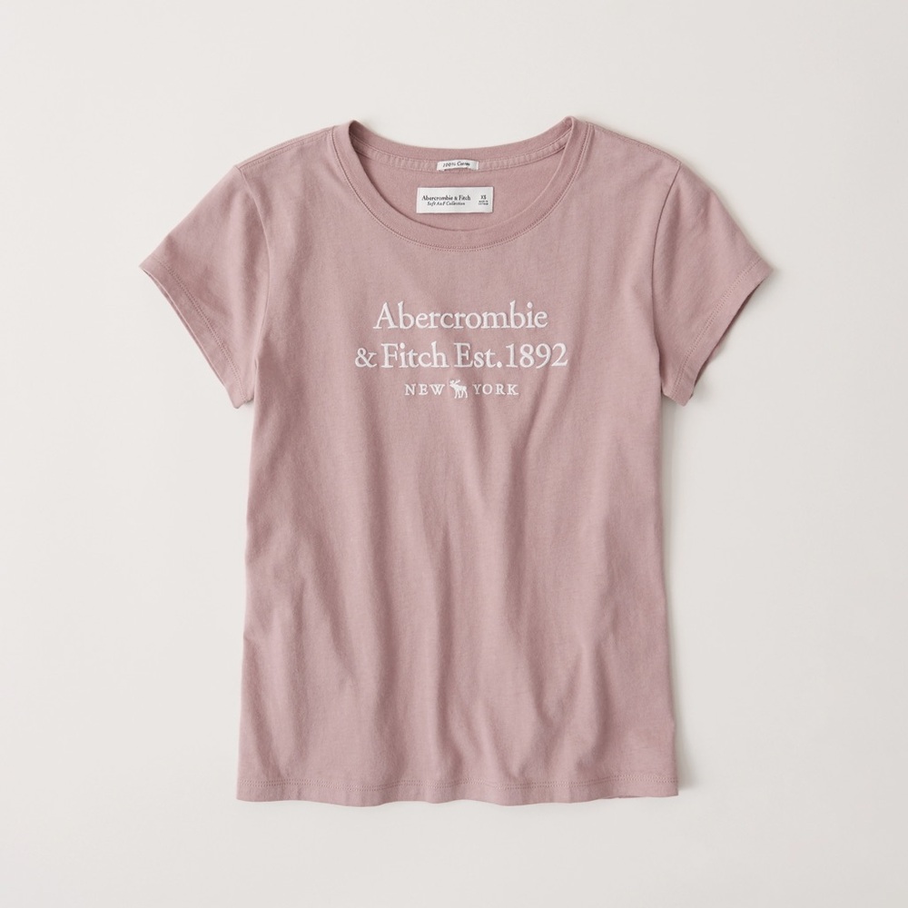 💕New Abercrombie & Fitch Pink Logo T Shirt Size S💕